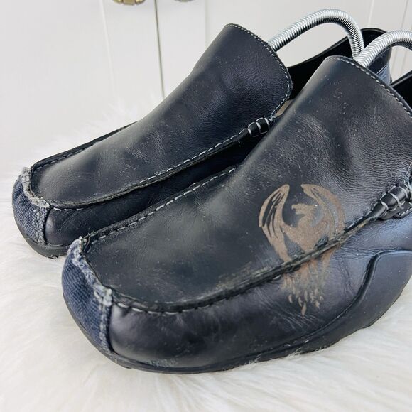 Skechers Phoenix Black Leather Venetian Driving Loafers Slip on Shoes Mens 12 - Picture 2 of 8
